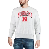 Men's Champion Gray Nebraska Huskers Arch Over Logo Reverse Weave Pullover Sweatshirt