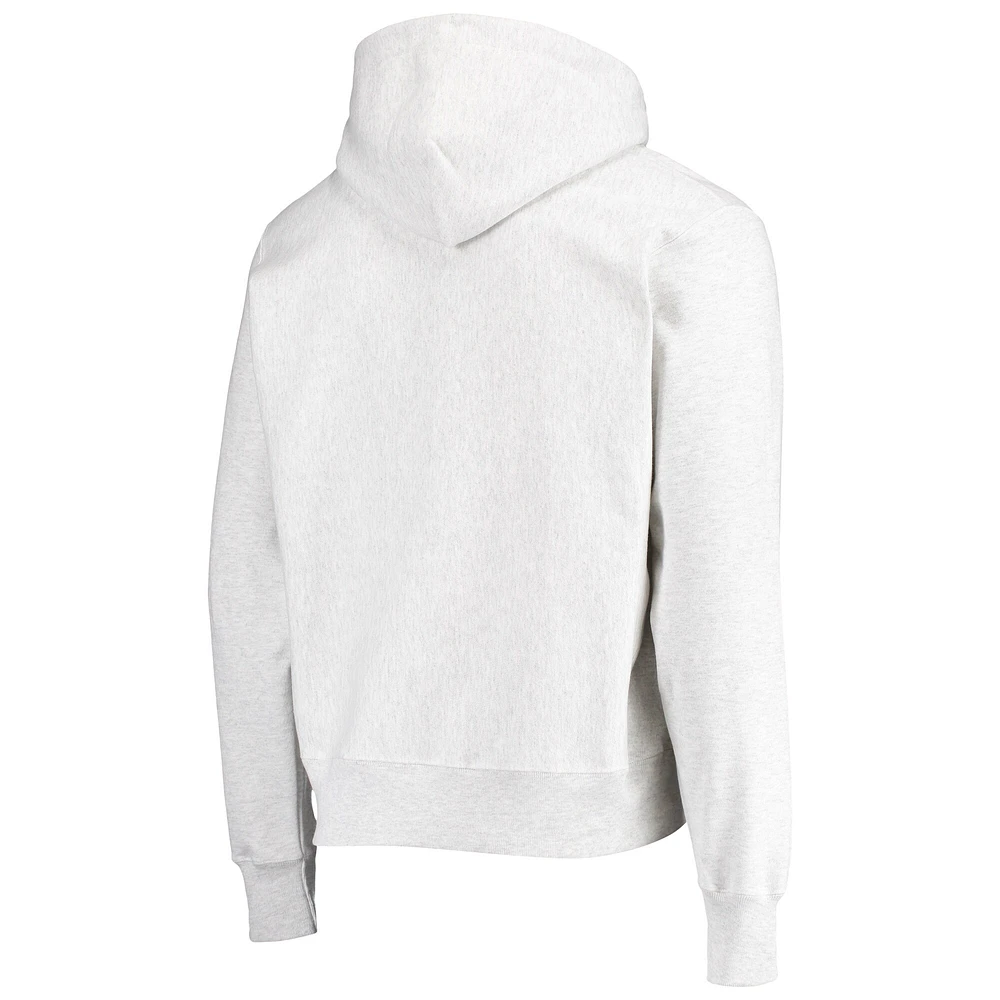 Men's Champion Heathered Gray Nebraska Huskers Team Vault Logo Reverse Weave Pullover Hoodie