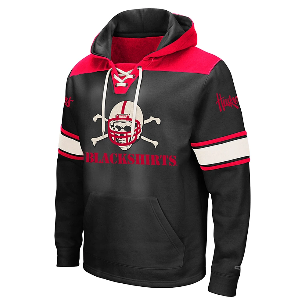 Men's Colosseum Black Nebraska Huskers 2.0 Lace-Up Pullover Hoodie