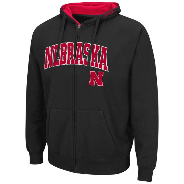 Sweat à capuche entièrement zippé Nebraska Huskers Arch & Logo 3.0 pour hommes Colosseum noir