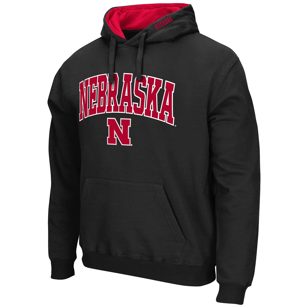 Men's Colosseum Black Nebraska Huskers Arch & Logo 3.0 Pullover Hoodie