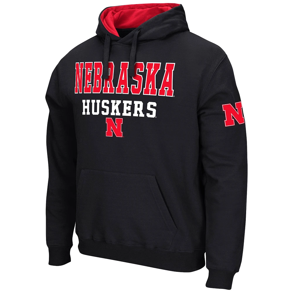 Men's Colosseum Black Nebraska Huskers Sunrise Pullover Hoodie