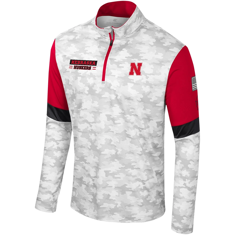 Men's Colosseum  Camo Nebraska Huskers OHT Military Appreciation Tomahawk Quarter-Zip Windshirt