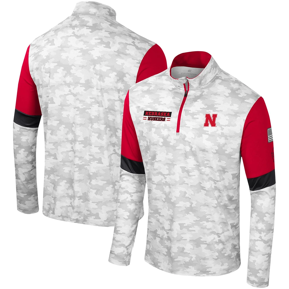 Men's Colosseum Camo Nebraska Huskers OHT Military Appreciation Tomahawk Quarter-Zip Windshirt