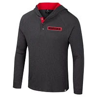T-shirt à capuche manches longues Colosseum Charcoal Nebraska Huskers Dujour Ralgan pour hommes
