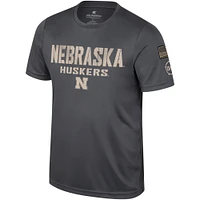 Men's Colosseum Charcoal Nebraska Huskers OHT Military Appreciation  T-Shirt