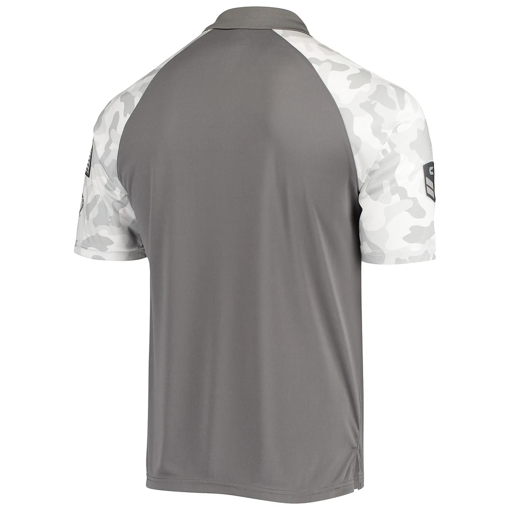 Men's Colosseum Gray/Camo Nebraska Huskers OHT Military Appreciation Raglan Zoomie Polo