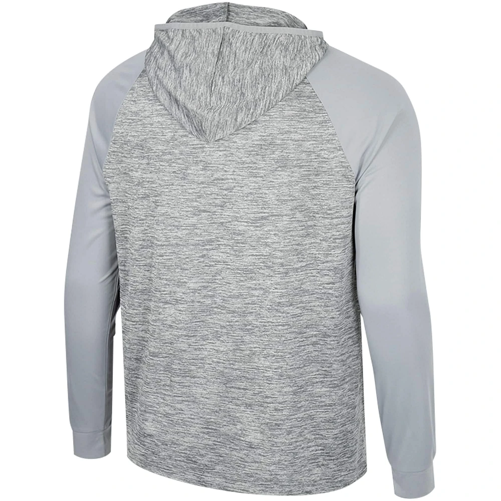 Men's Colosseum Gray Nebraska Huskers Cybernetic Raglan Quarter-Zip Hooded Top
