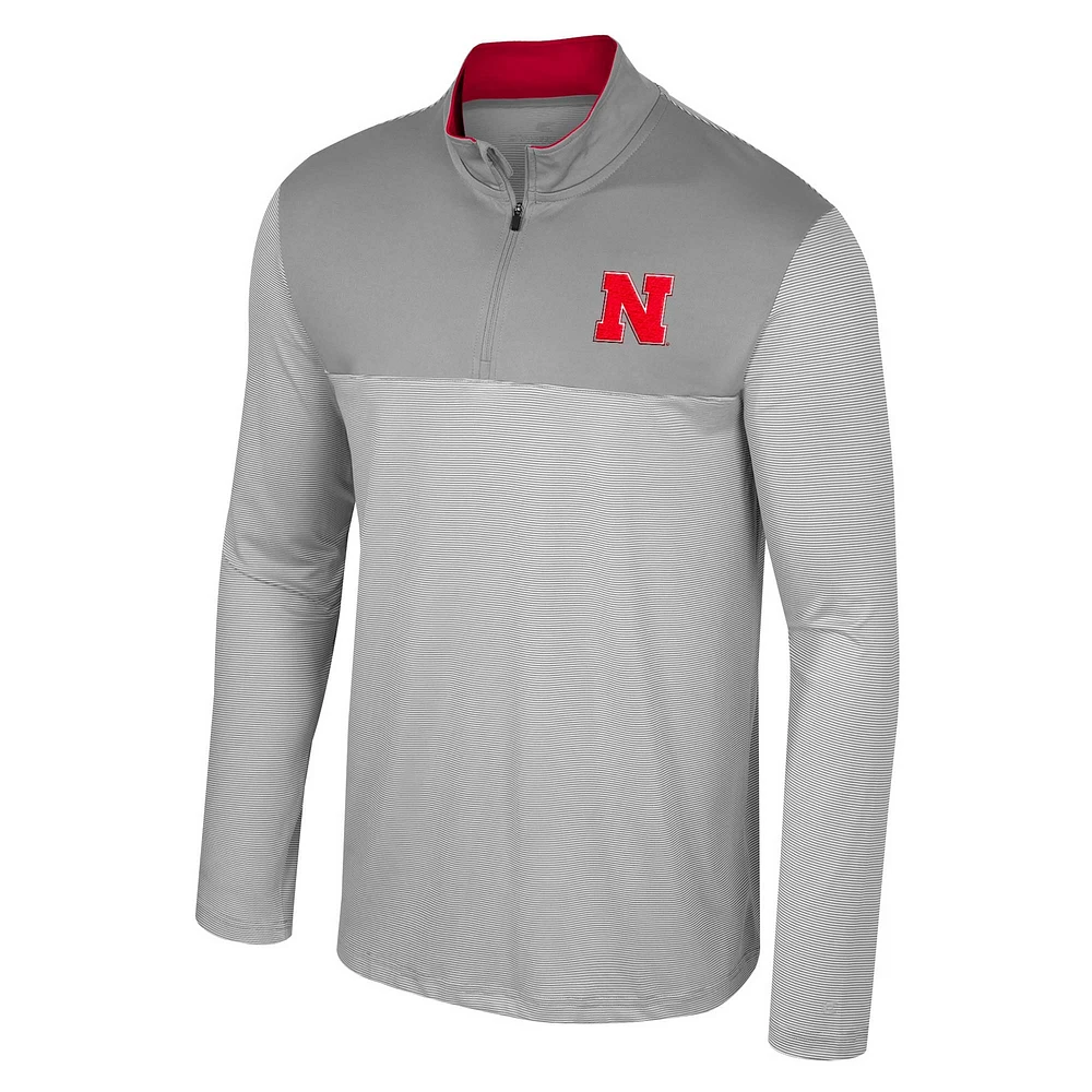 Men's Colosseum Gray Nebraska Huskers Tuck Quarter-Zip Top