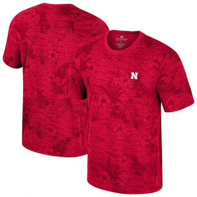 T-shirt imprimé floral rouge Colosseum Nebraska Huskers pour homme