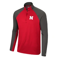 Men's Colosseum Scarlet/Charcoal Nebraska Huskers Two Yutes Raglan Quarter-Zip Windshirt