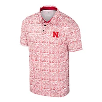 Men's Colosseum Scarlet/White Nebraska Huskers Big & Tall Allover Polo