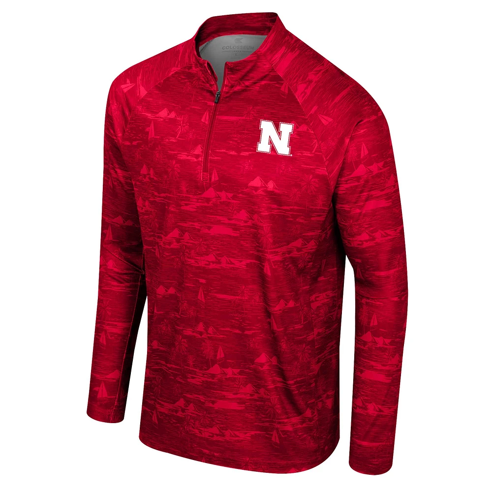 Men's Colosseum Scarlet Nebraska Huskers Carson Raglan Quarter-Zip Jacket