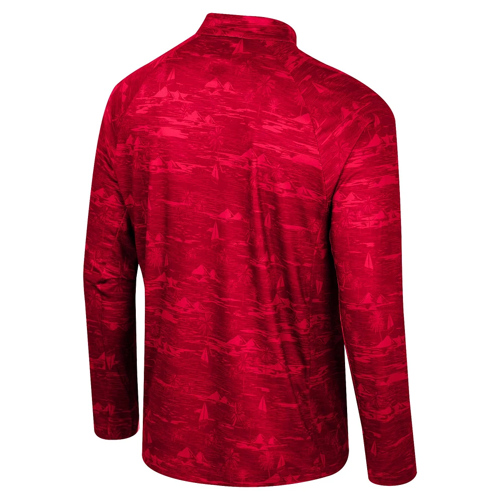Men's Colosseum Scarlet Nebraska Huskers Carson Raglan Quarter-Zip Jacket
