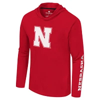 Men's Colosseum Scarlet Nebraska Huskers Logo Lockup Active Blend Long Sleeve  T-Shirt Hoodie