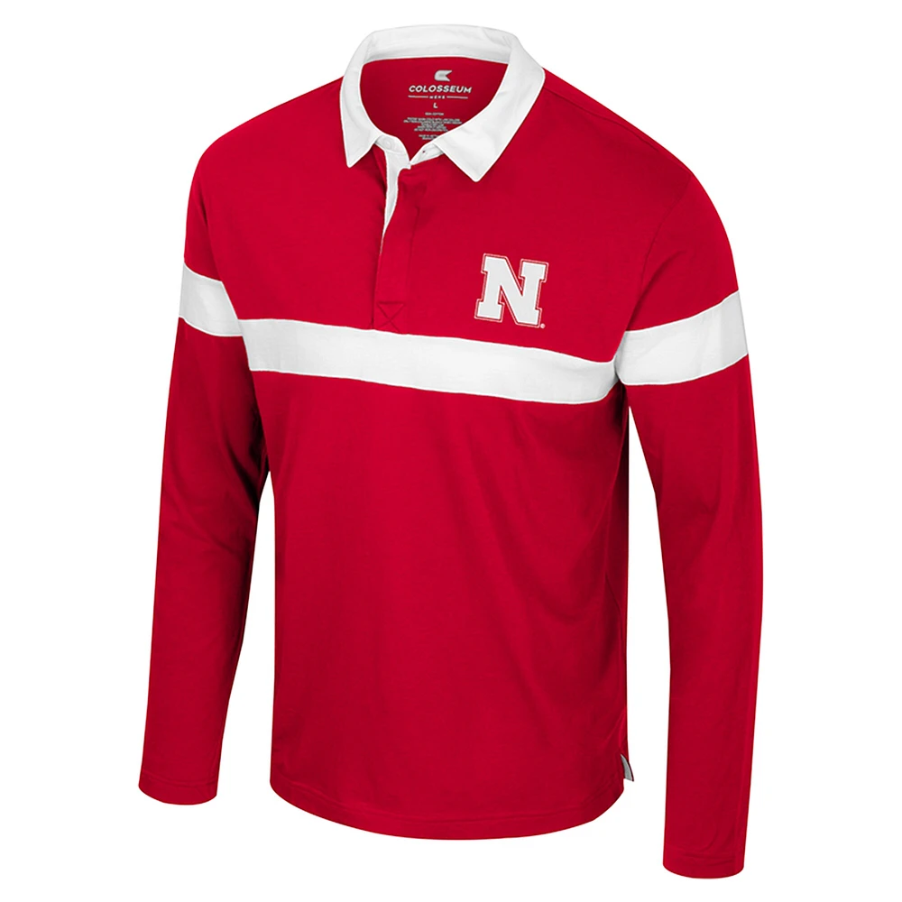 Men's Colosseum  Scarlet Nebraska Huskers Too Cool For School Long Sleeve Polo
