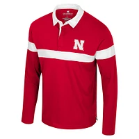 Men's Colosseum  Scarlet Nebraska Huskers Too Cool For School Long Sleeve Polo