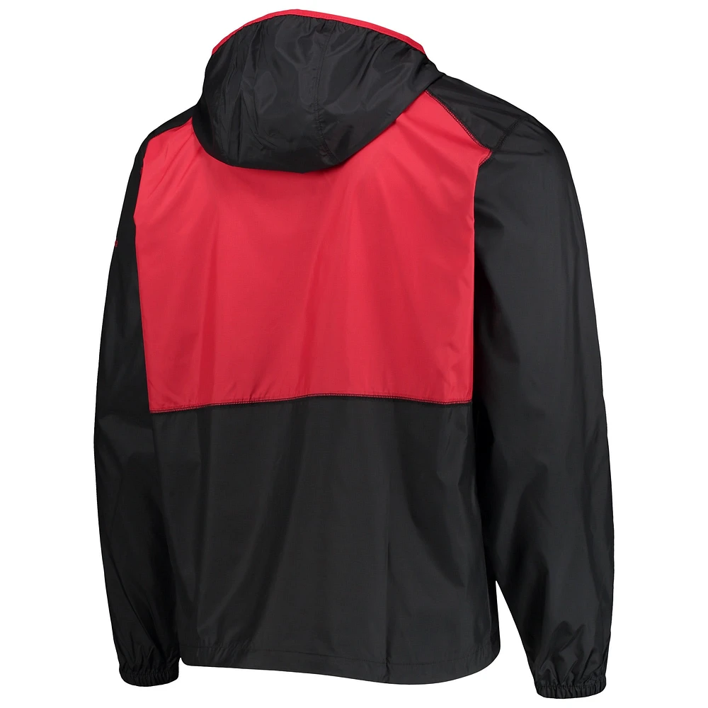 Men's Columbia Black/Scarlet Nebraska Huskers Flash Forward Hoodie Full-Zip Lightweight Windbreaker