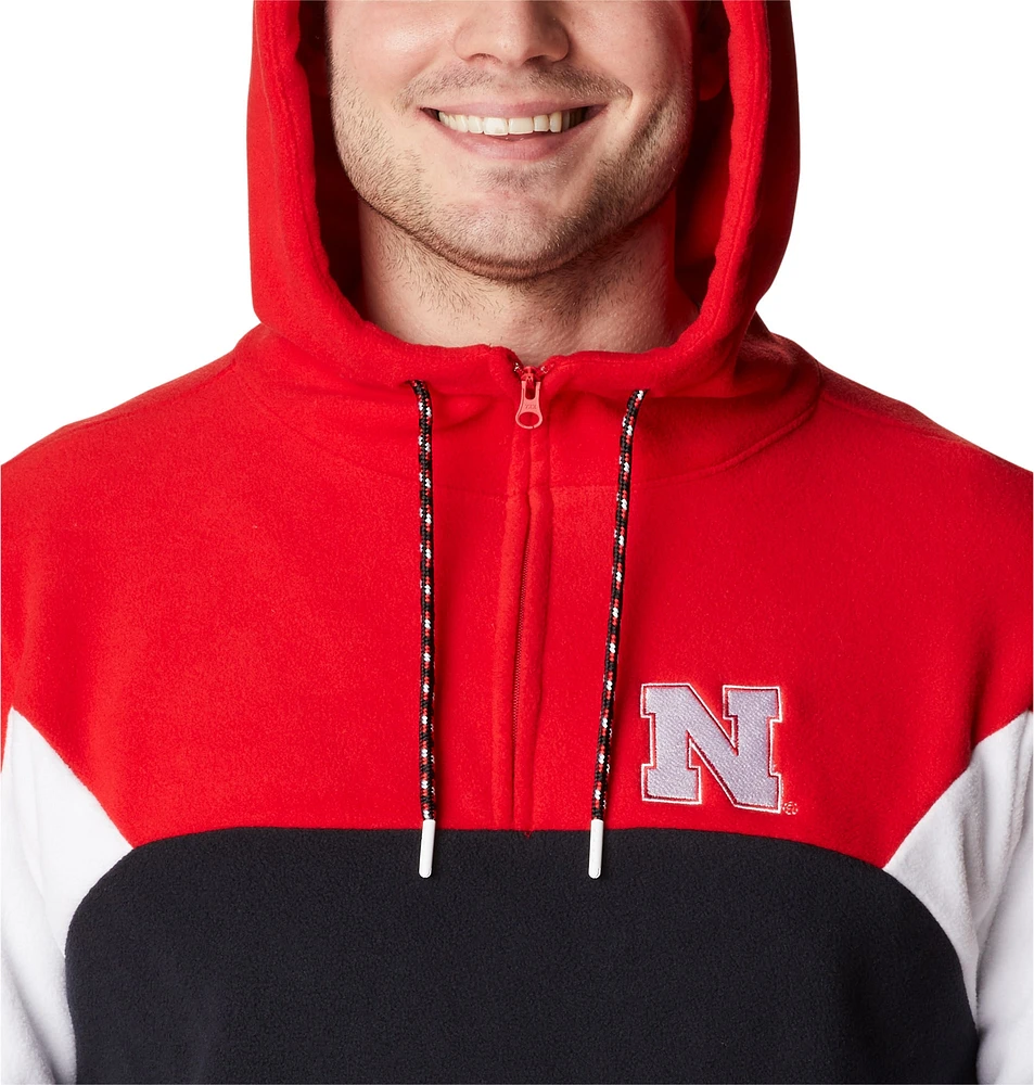 Men's Columbia Black Nebraska Huskers Lodge Quarter-Zip Hoodie