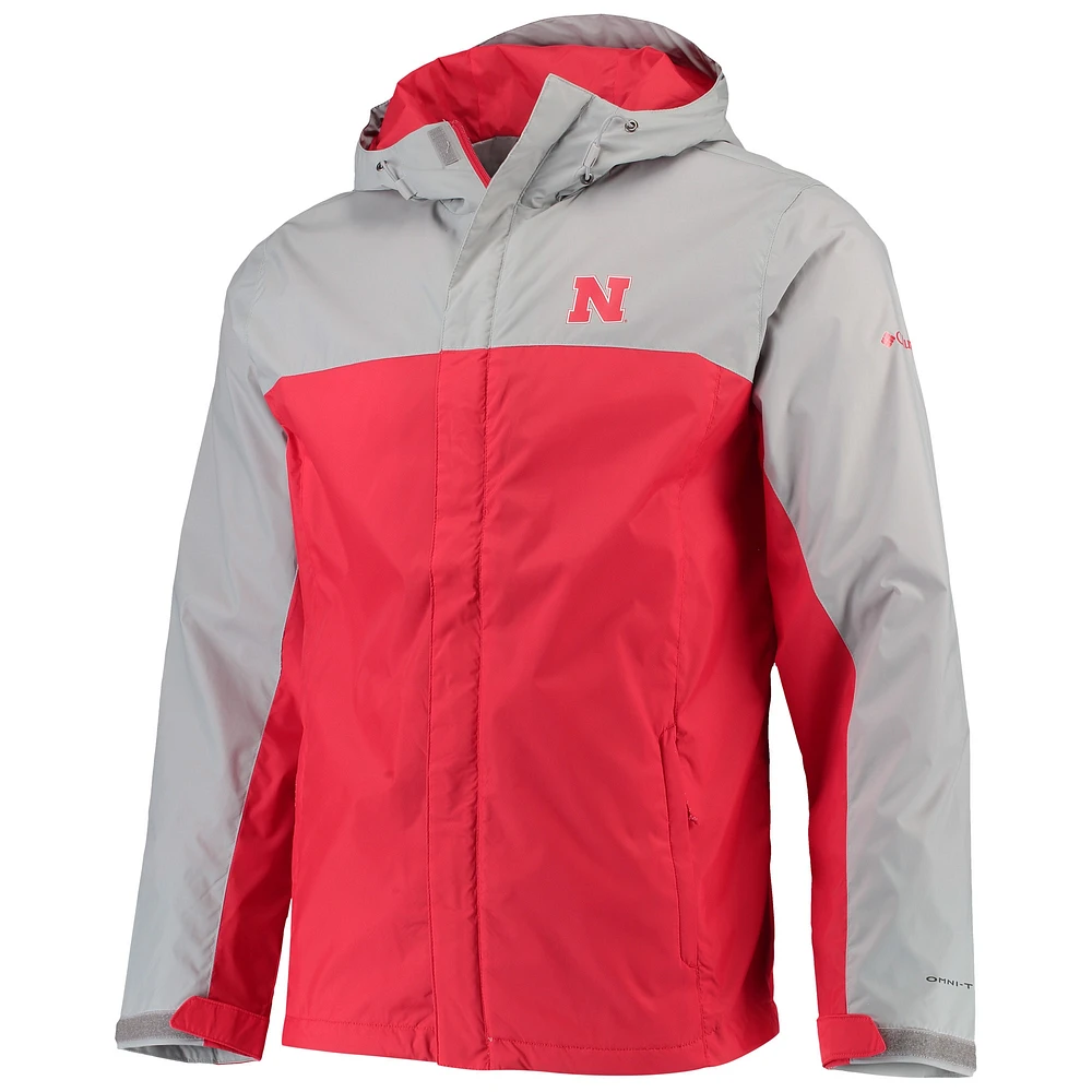 Men's Columbia Gray/Scarlet Nebraska Huskers Glennaker Storm Full-Zip Jacket