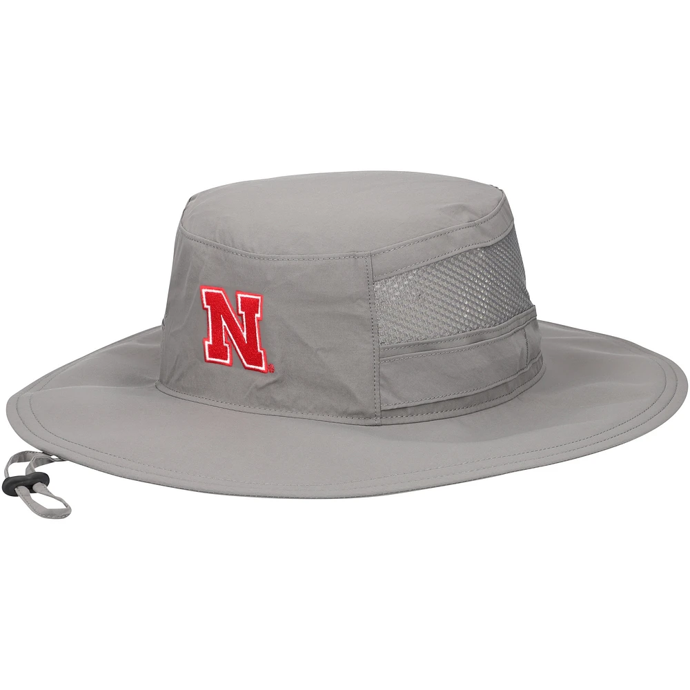 Men's Columbia Gray Nebraska Huskers Bora Bora III Omni-Shade Booney Hat