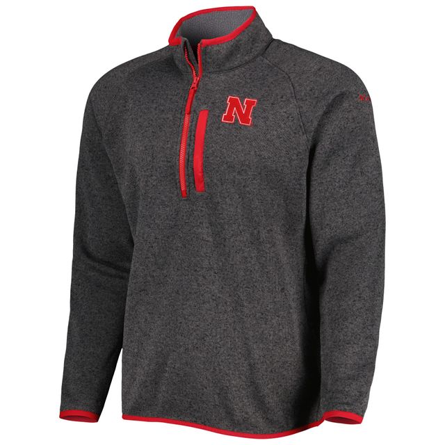 Haut à demi-glissière raglan Columbia Huskers Canyon Point Nebraska gris pour homme