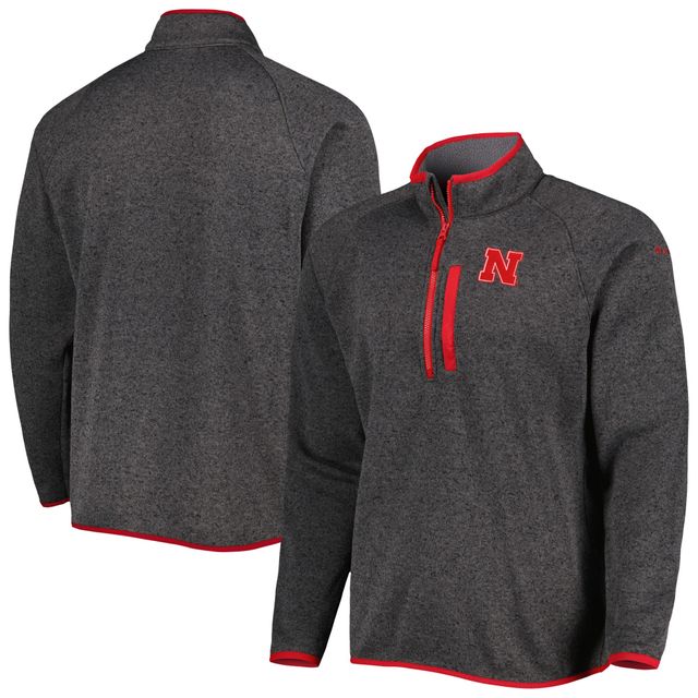 Haut à demi-glissière raglan Columbia Huskers Canyon Point Nebraska gris pour homme