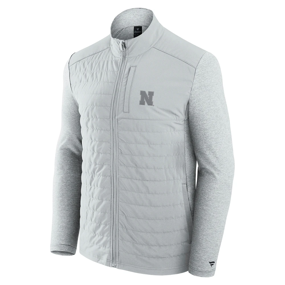Men's Fanatics Gray Nebraska Huskers Tonal Primary Logo Full-Zip Jacket