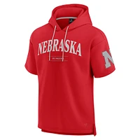 Men's Fanatics Scarlet Nebraska Huskers Ready Short Sleeve Pullover Hoodie