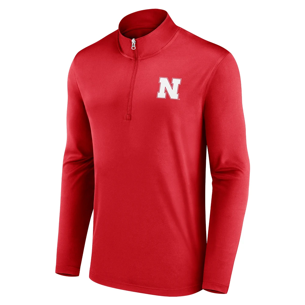 Men's Fanatics Scarlet Nebraska Huskers Underdog Mindset Quarter-Zip Top
