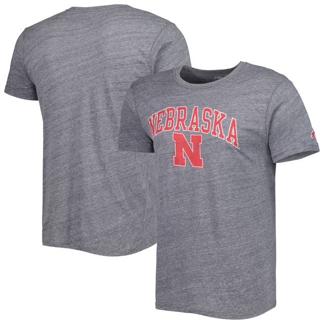 T-shirt à trois mélanges pour homme League Collegiate Wear Heather Grey Nebraska Huskers 1965 Arch Victory Falls