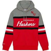 Men's Mitchell & Ness Red Nebraska Huskers Head Coach Pullover Hoodie