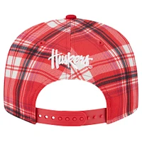 Men's New Era Scarlet Nebraska Huskers Plaid 9FIFTY Snapback Hat