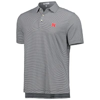 Men's Peter Millar Black Nebraska Huskers Jubilee Striped Performance Jersey Polo