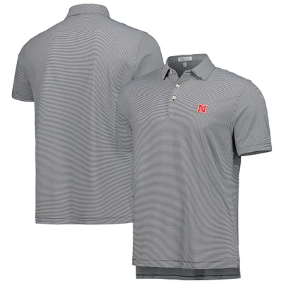 Polo en jersey rayé Performance Peter Millar Huskers du Nebraska Jubilee pour homme, noir