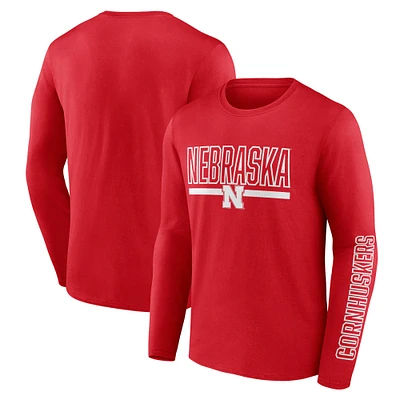 Profil Scarlet Nebraska Huskers Big & Tall T-shirt à manches longues avec motif deux coups pour homme