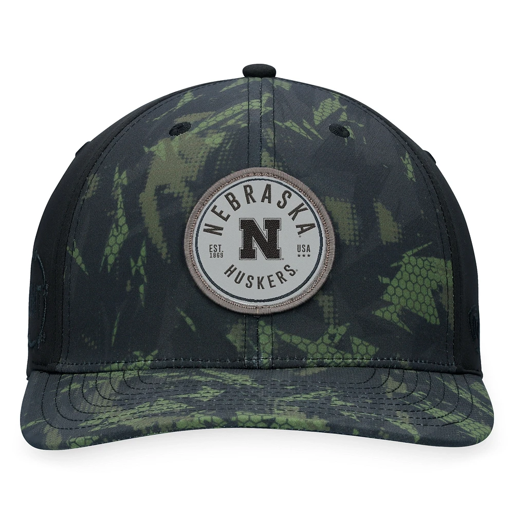 Casquette flexible de rendu camouflage pour hommes, Top of the World, noire, Nebraska Huskers OHT, appréciation militaire