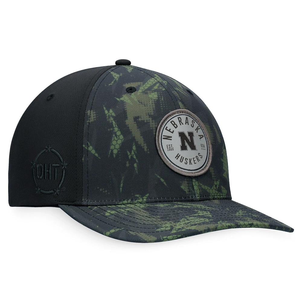 Casquette flexible de rendu camouflage pour hommes, Top of the World, noire, Nebraska Huskers OHT, appréciation militaire