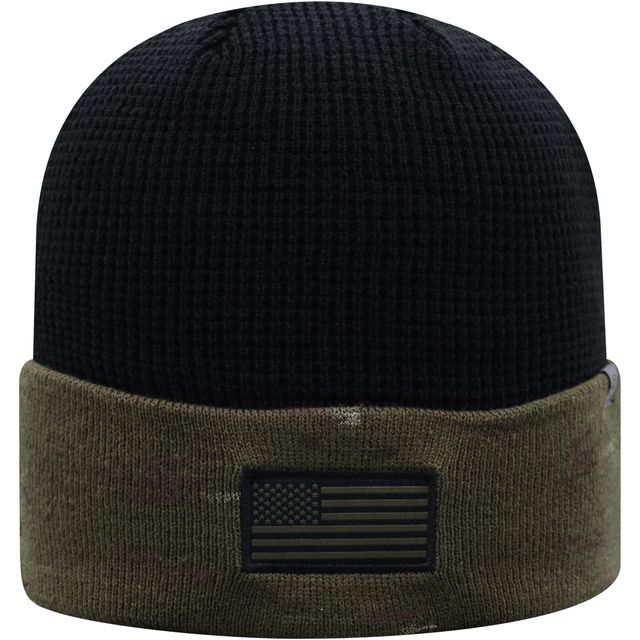 Top of the World Olive/Black Nebraska Huskers OHT Military Appreciation Skully Cuffed Knit Hat pour hommes