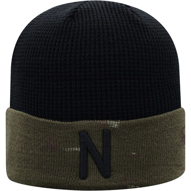 Top of the World Olive/Black Nebraska Huskers OHT Military Appreciation Skully Cuffed Knit Hat pour hommes