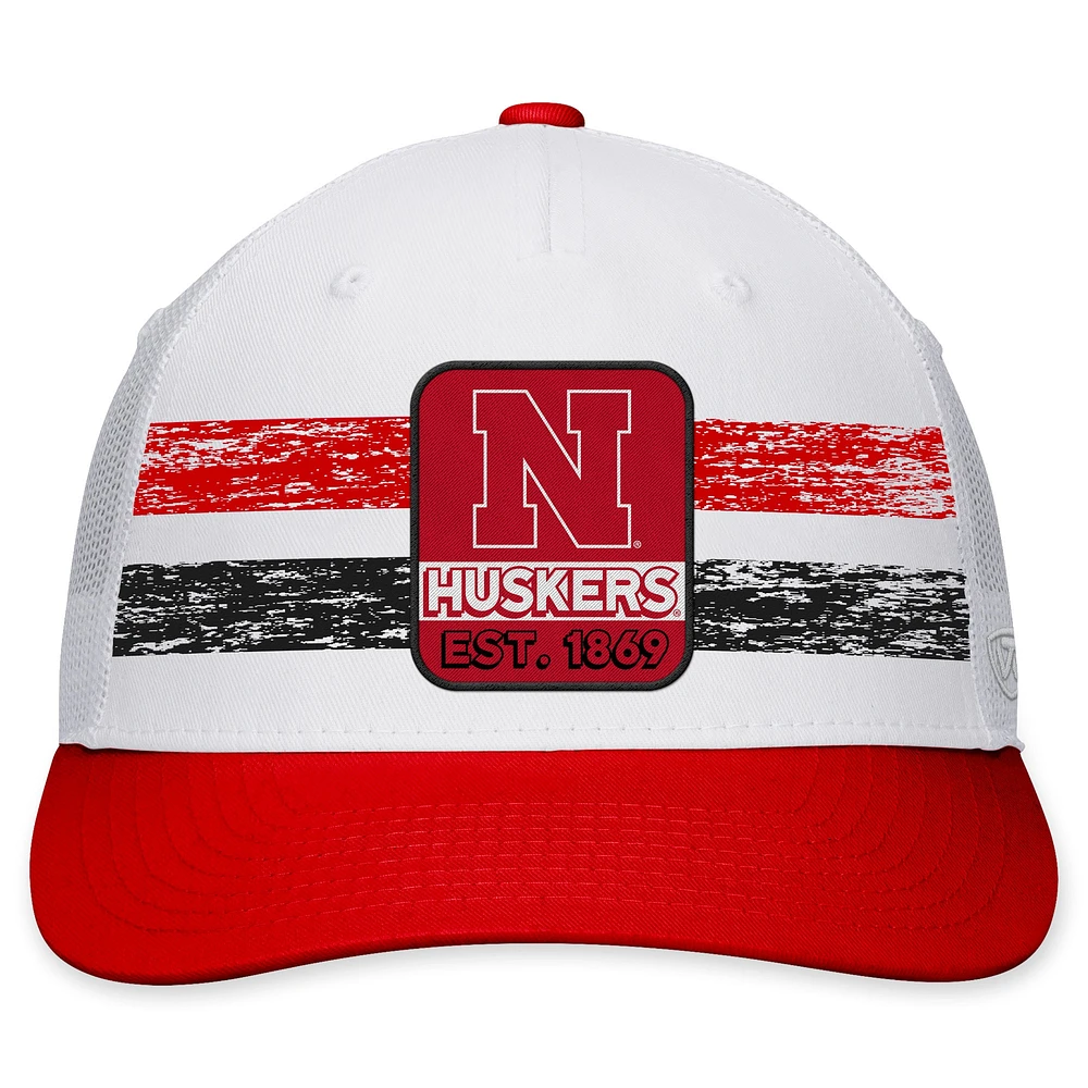 Men's Top of the World White/Scarlet Nebraska Huskers Retro Fade Snapback Hat