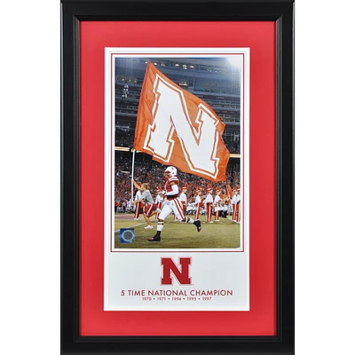 Nebraska Huskers Framed 10'' x 18'' 5-Time National Champions Legacy Print