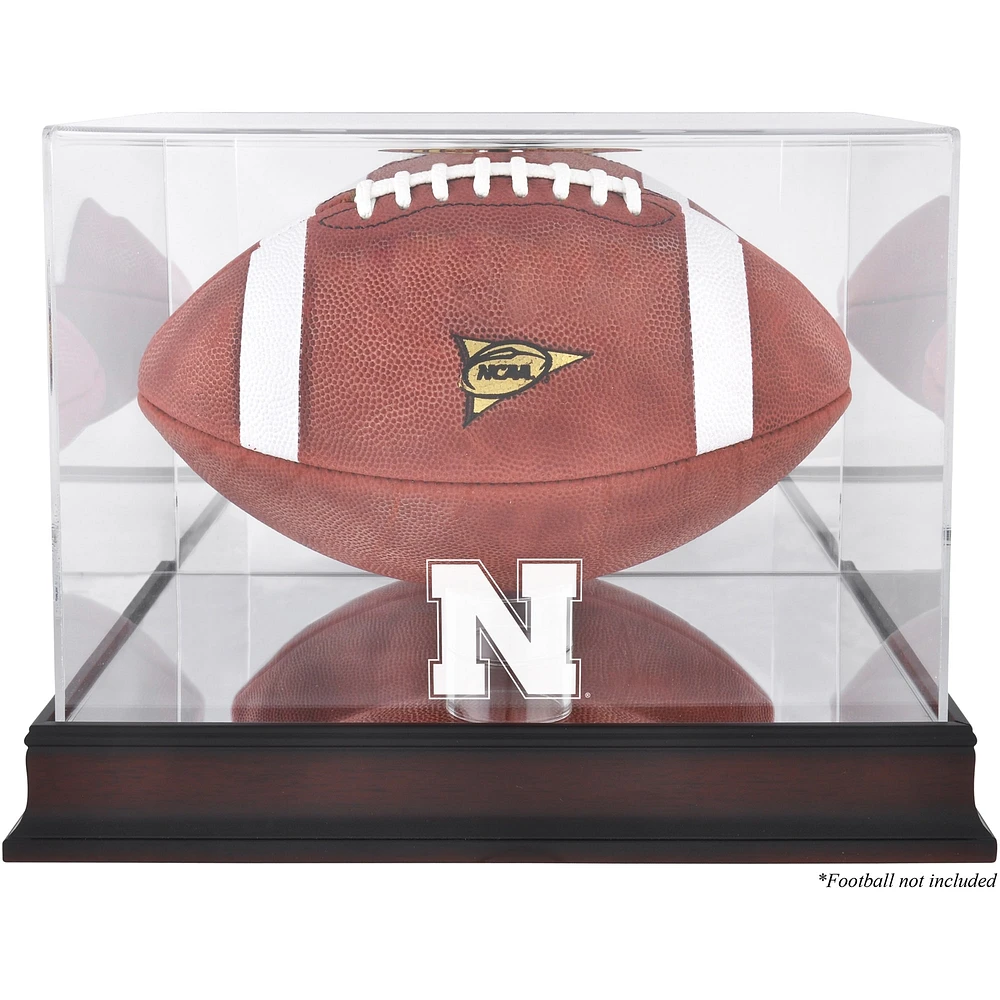 Nebraska Huskers Mahogany Base Logo Football Display Case with Mirror Back