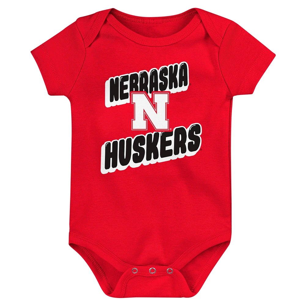 Newborn Scarlet Nebraska Huskers Sunday Comics 3-Pack Bodysuit Set
