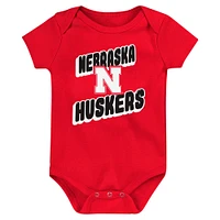 Newborn Scarlet Nebraska Huskers Sunday Comics 3-Pack Bodysuit Set