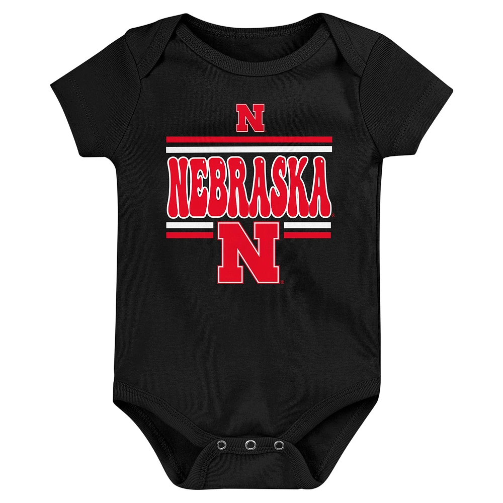 Newborn Scarlet Nebraska Huskers Sunday Comics 3-Pack Bodysuit Set