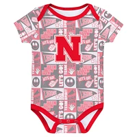Newborn Scarlet Nebraska Huskers Sunday Comics 3-Pack Bodysuit Set