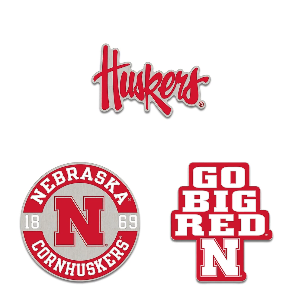 Ensemble de pin de collection WinCraft Nebraska Huskers en trois pièces
