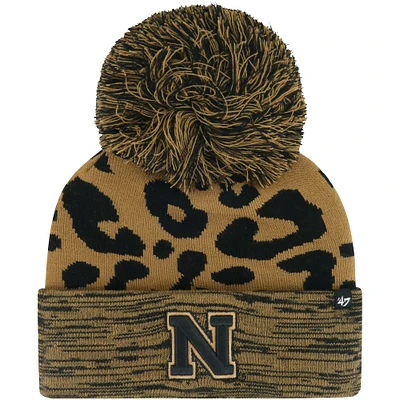 Bonnet en tricot à revers rosette '47 marron Nebraska Huskers pour femmes avec pompon