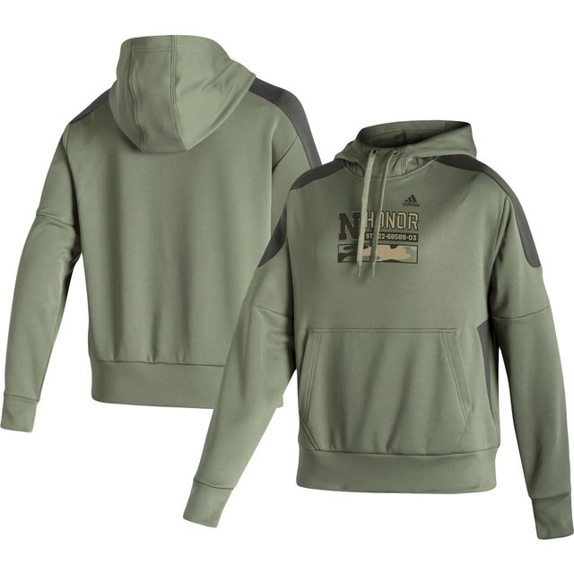 Sweat à capuche adidas Olive Nebraska Huskers Salute to Service Military Appreciation pour femme